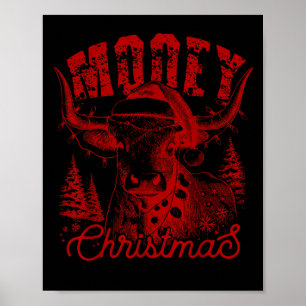 Frohe Weihnachten Western Färse Highland Kuh Santa Poster