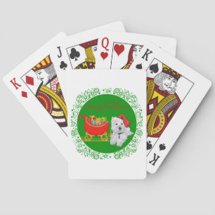 Frohe Weihnachten Westie mit Schlitten Spielkarten