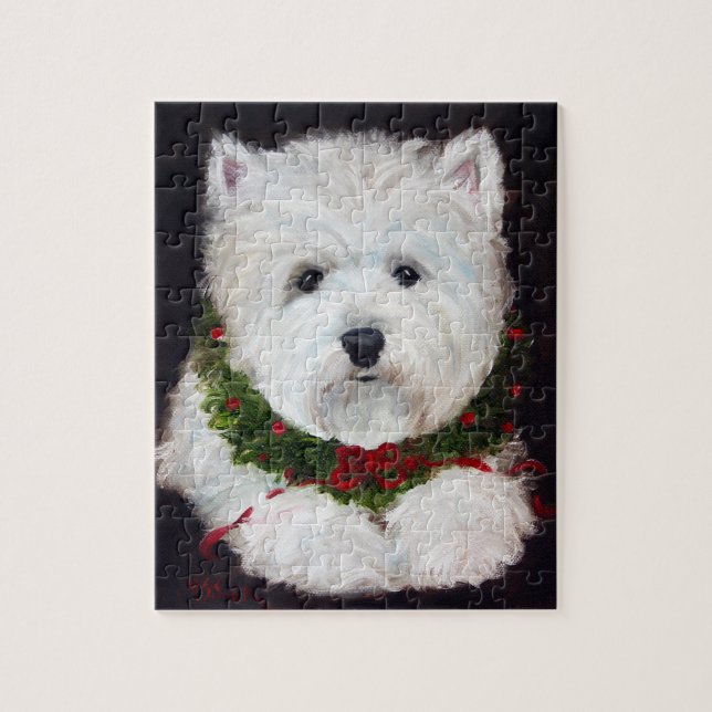 Frohe Weihnachten Westie Puzzle (Vertikal)