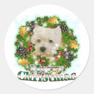 Frohe Weihnachten Westie Runder Aufkleber