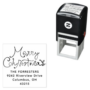 Frohe Weihnachten whimmsige Schrift Rücksendeadres Permastempel