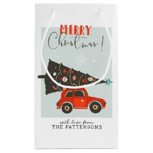 Frohe Weihnachten Whimsical Car Tree Personalisier Kleine Geschenktüte