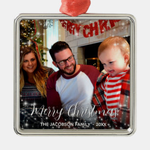 Frohe Weihnachten Whimsical Glitzern Holiday Foto Ornament Aus Metall