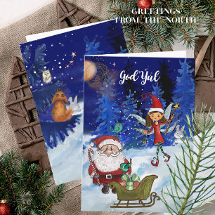 Frohe Weihnachten Whimsical Julenisse Fee & Santa 