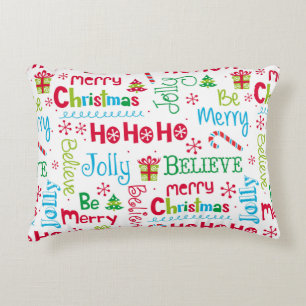 Frohe Weihnachten Whimsical Modern Jolly Typografi Dekokissen