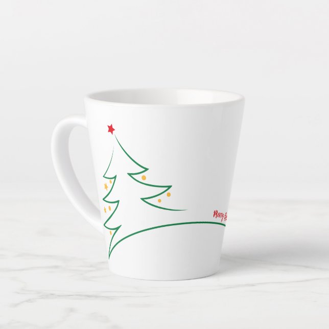 Frohe Weihnachten Whimsical Modern Tree Milchtasse (Linke Ecke)