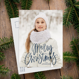 Frohe Weihnachten Whimsical Navy Script Foto