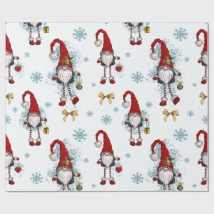 Frohe Weihnachten,Whimsical Red Gnomes   Geschenkpapier