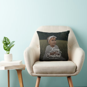 Frohe Weihnachten Whimsical Schrift Baby-Foto Kissen