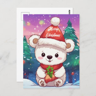 Frohe Weihnachten White Baby Polar Bär Postkarte