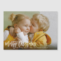 Frohe Weihnachten White Brush Script Magnet-Karte