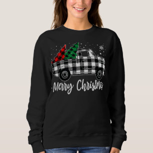 Frohe Weihnachten White Buffalo Kariert Truck Tree Sweatshirt
