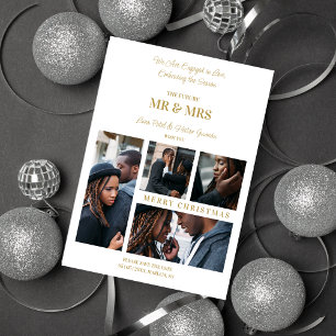 Frohe Weihnachten White & Gold Einfache 4 Multi Fo