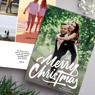 Frohe Weihnachten White Handgeschriebene Fotocolla