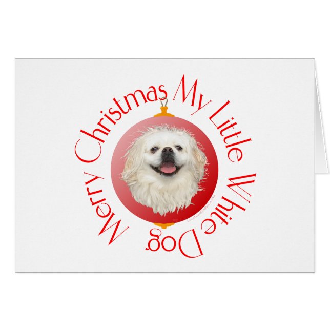Frohe Weihnachten White Pekingese (Vorderseite (Horizontal))