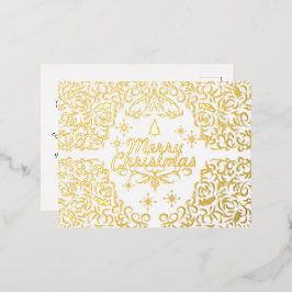 Frohe Weihnachten White.Personalisiert.Gold. Folie Folien Feiertagspostkarte
