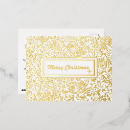 Frohe Weihnachten White Personalisiert.Gold. Folien Feiertagspostkarte
