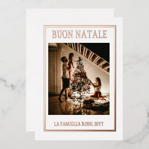 Frohe Weihnachten White & Rose Gold Einfache Moder Folien Feiertagskarte