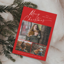 Frohe Weihnachten White Script 3 Foto Collage