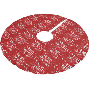 Frohe Weihnachten WHiteFestive Retro Typografie Polyester Weihnachtsbaumdecke
