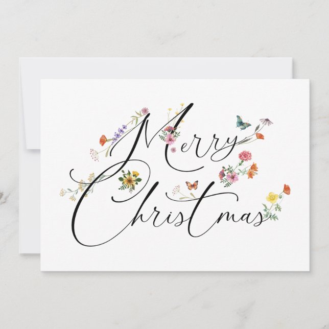 Frohe Weihnachten Wild Blume Boho Modern (Vorderseite)