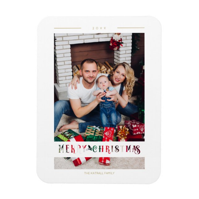 Frohe Weihnachten Wimshical Calligraphy Cut Paper Magnet (Vertikal)