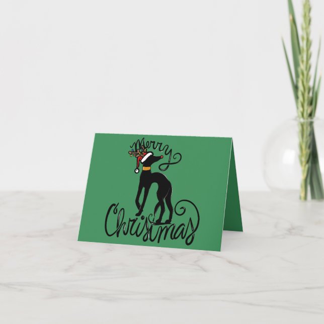 Frohe Weihnachten Windhund Karte (Vorderseite)