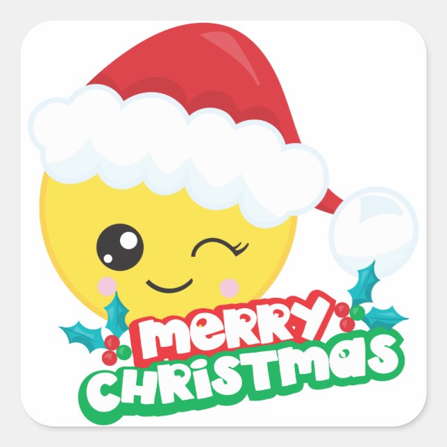 Frohe Weihnachten Winking Emoji Stickers (Vorderseite)