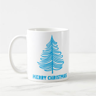 Frohe Weihnachten Winter Blue Tree lange Ärmel Kaffeetasse