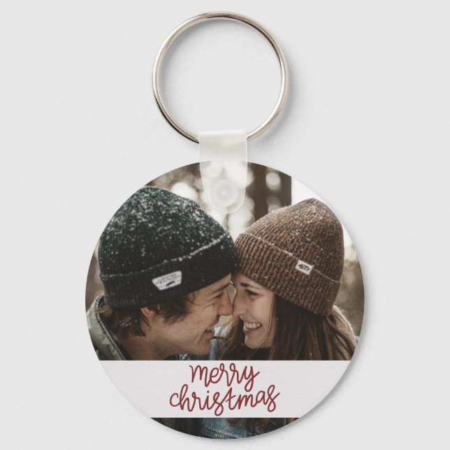 Frohe Weihnachten Winter Couple Schlüsselanhänger (Vorderseite)