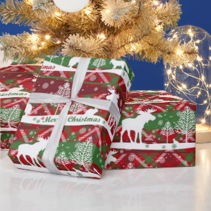 Frohe Weihnachten, Winter, Elch und Wölfe, Geschenkpapier