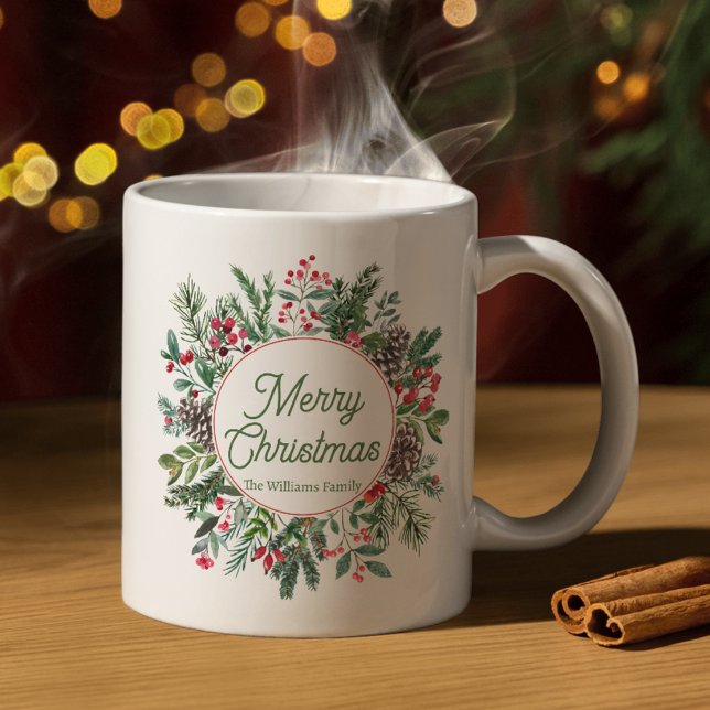 Frohe Weihnachten Winter Grün Drehbuch Kaffeetasse (Von Creator hochgeladen)