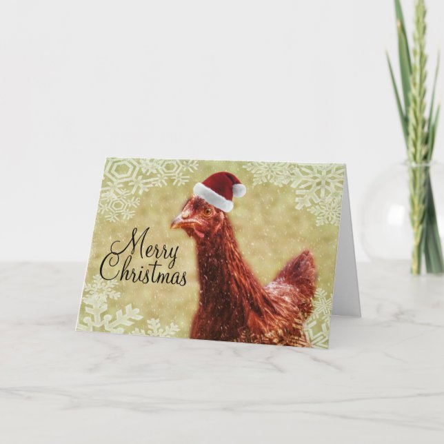 Frohe Weihnachten Winter Snowflake Santa Chicken (Vorderseite)