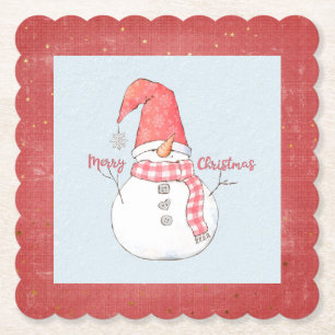 Frohe Weihnachten Winter Snowman Kariert Scarf Untersetzer