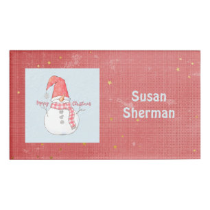 Frohe Weihnachten Winter Snowman Kariert Scarf Url Namenschild