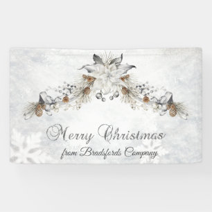 Frohe Weihnachten Winterblumen Zapfen Banner