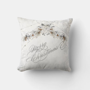 Frohe Weihnachten Winterblumen Zapfen Kissen