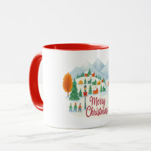 Frohe Weihnachten – Winterdorf-Feiertags-Kombitass Tasse