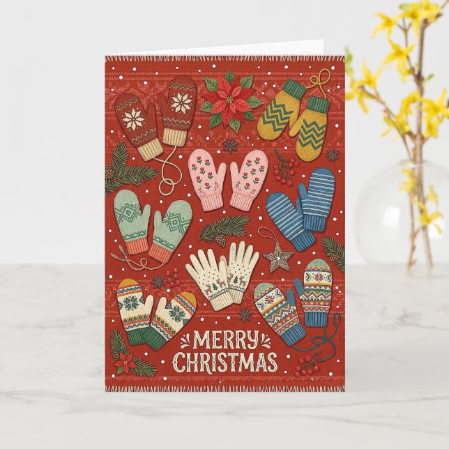Frohe Weihnachten Winterhandschuhe Karte (Gelbe Blume)