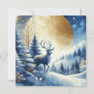 Frohe Weihnachten & Winterlandschaft mit Hirschen
