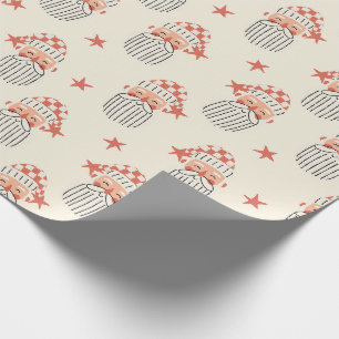 Frohe Weihnachten Winterparty Santa-Gesicht Kinder Geschenkpapier