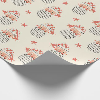 Frohe Weihnachten Winterparty Santa-Gesicht Kinder Geschenkpapier