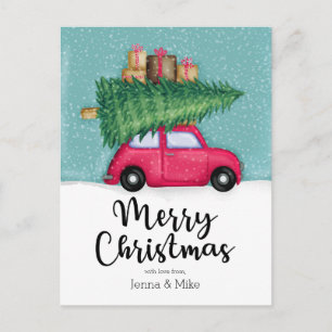 Frohe Weihnachten   Winterschneeflockenwagen Postkarte