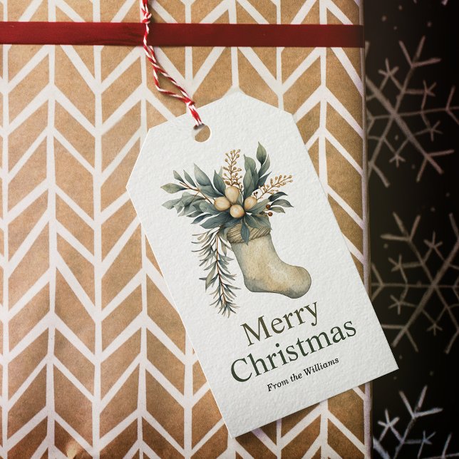 Frohe Weihnachten Winterurlaub Strumpf Geschenkanhänger (Add an extra touch of charm to your holiday gift-giving with this warm, festive gift tag!)