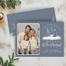 Frohe Weihnachten Winterwald Familienfoto