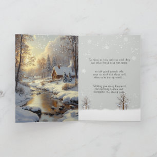 Frohe Weihnachten Winterwald Fluss Schneeflocken