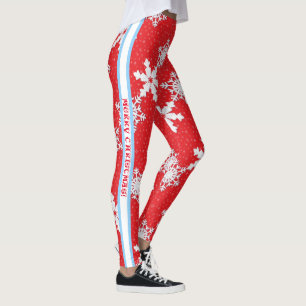 Frohe Weihnachten! Winterweiße Schneeflocken rot Leggings