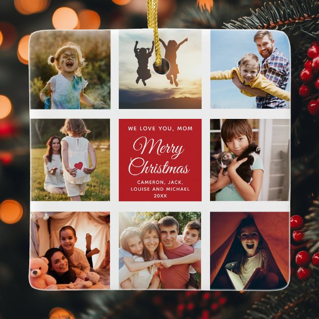 Frohe Weihnachten wir LIEBE IHNEN Mama Foto Collag Keramikornament (Von Creator hochgeladen)