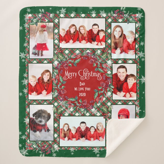 Frohe Weihnachten Wir Liebe Sie Familienfoto Colla Sherpadecke (Vorderseite)
