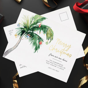 Frohe Weihnachten Wir sind umgezogen Küstenpalme G Folien Feiertagspostkarte